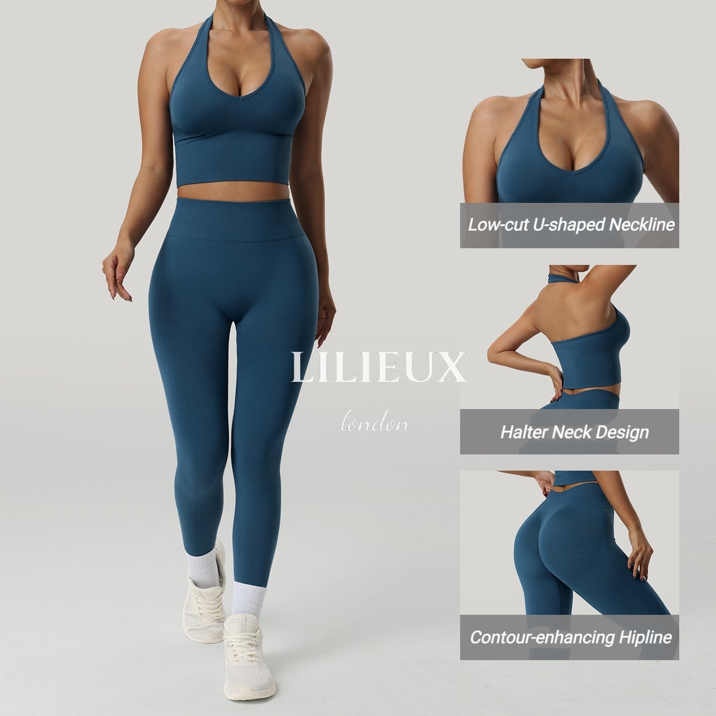 LILIEUX - Seamless Sports Bra and Leggings Set-High Waisted, Workout & Yoga Outfit, Breathable Activewear, Comfortable Sportswear for Women