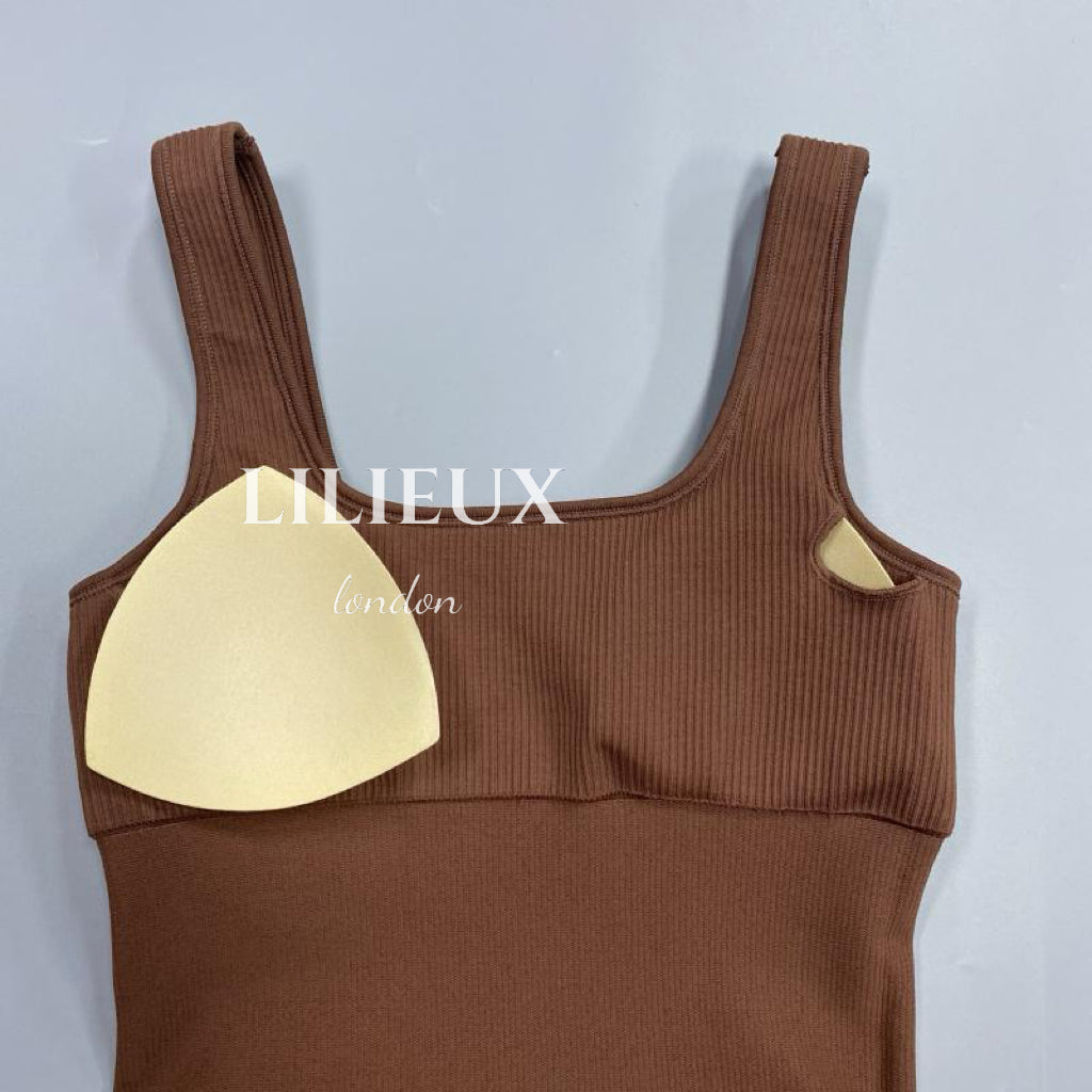 LILIEUX - Women's Ribbed Tank Tops Sleeveless Bodysuit Shapewear Yoga Jumpsuit